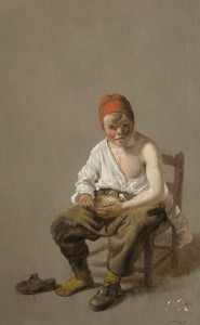 Pieter Jacobsz Duyfhuysen, Seated Boy Eating Porridge, c. 1650, oil on wood, 8 1/4 x 5 3/4"