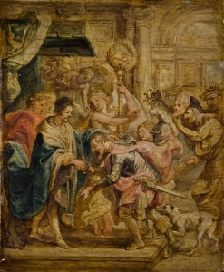 Peter Paul Rubens, The Reconciliation of King Henry III and Henry of Navarre, 1628, oil on panel, 9 3/8 x 7 5/8 in